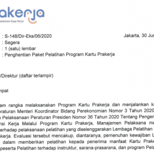 Penghentian Paket Pelatihan Program Kartu Prakerja