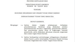 Peraturan Bupati Karimun Nomor 77 Tahun 2023 Tentang Perubahan Atas Peraturan Bupati Nomor 98 Tahun 2022 Tentang Susunan Organisasi Dan Uraian Tugas Dinas Daerah
